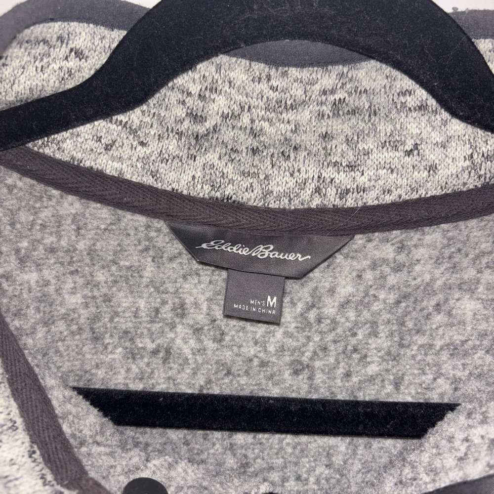 Eddie Bauer Grey Heather Zip-Neck Pullover Sweater Men’s Size Medium - Picture 2 of 4
